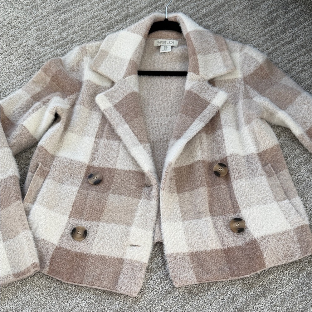 Rachel Zoe Cream and Brown Teddy Jacket - Picture 7 of 7